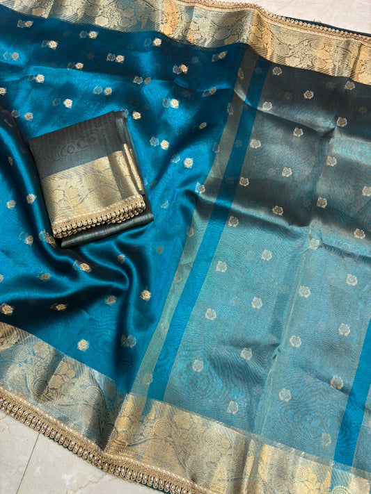 Tissue Silk Saree with Lace Work