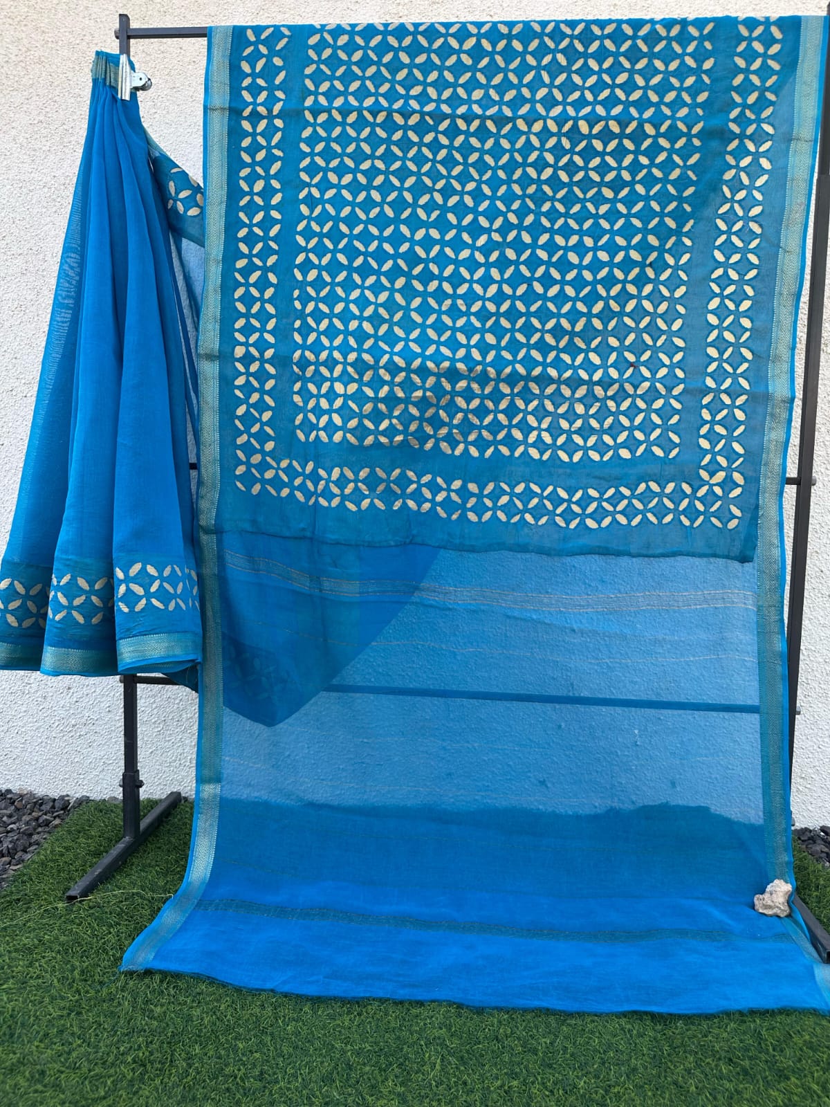 Pure Chanderi Silk Saree with Applique Work