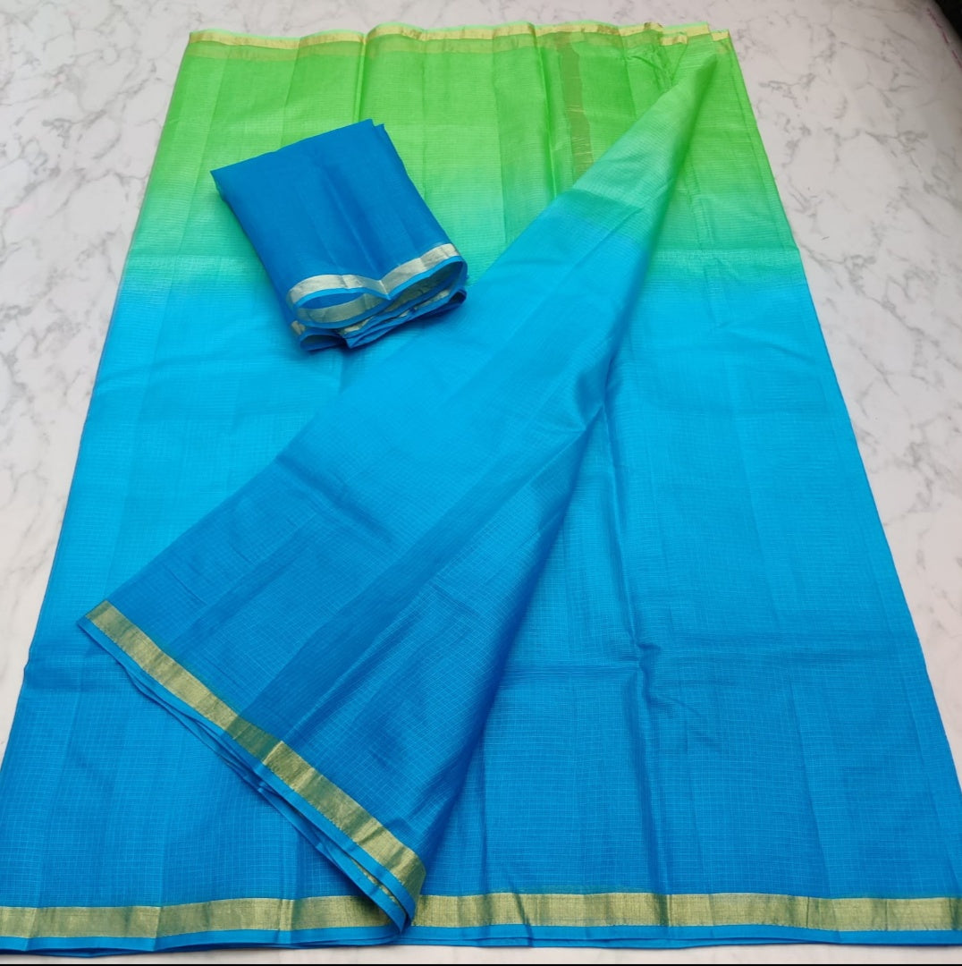 Pure Silk Kota Doria Plain Dyed Saree