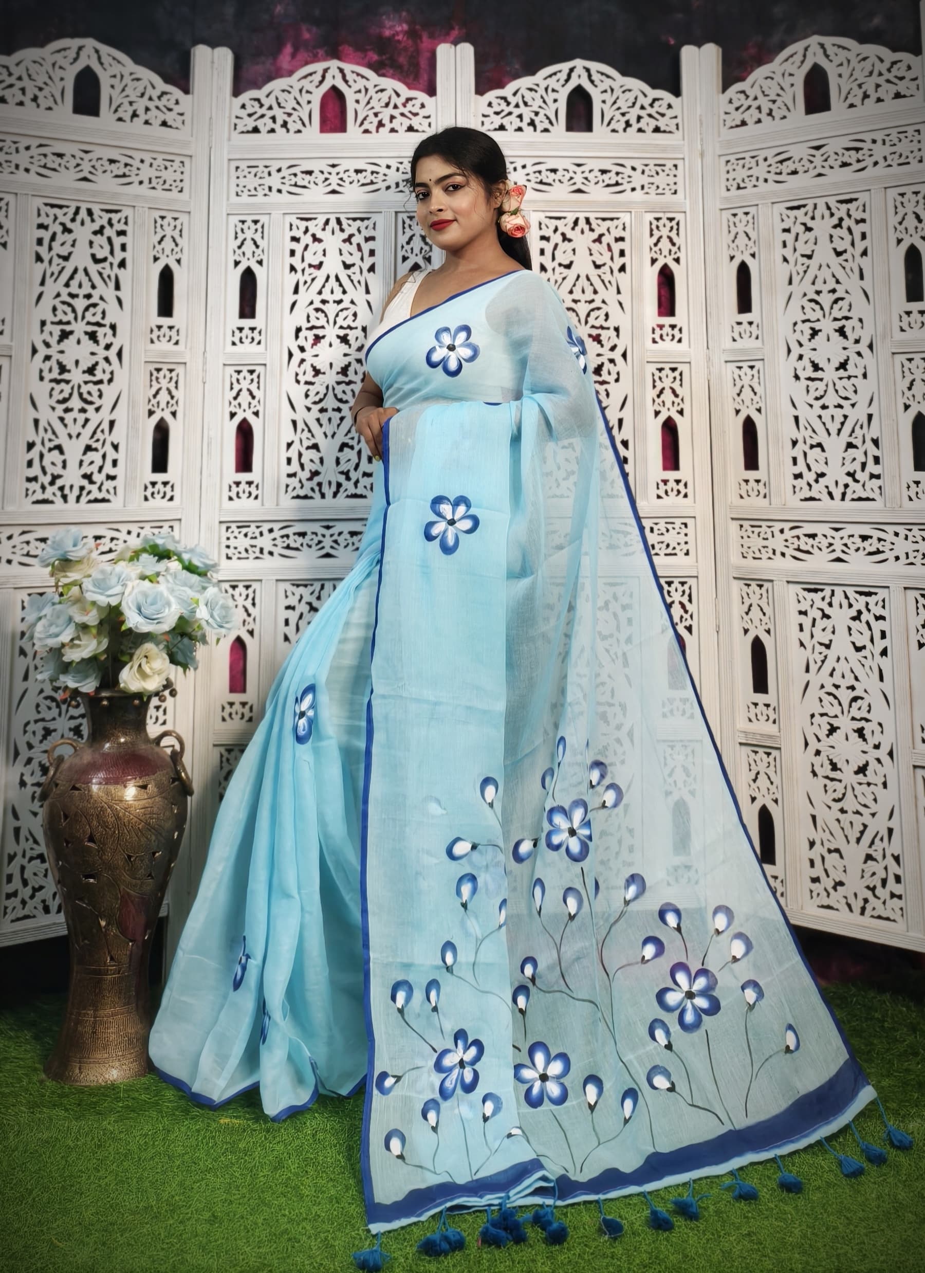 Mulmul Cotton Handprint Saree