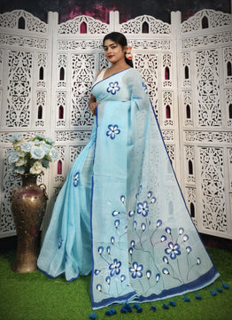 Mulmul Cotton Handprint Saree