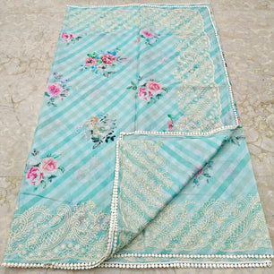 Soft Silk Kota Digital Print Saree with Embroidery Work