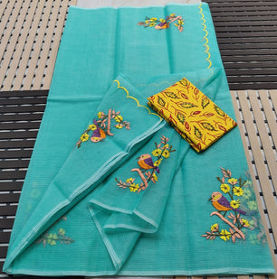 Kota Doria Embroidery Saree