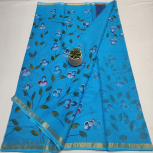 Kota Doria Pure Cotton Brush Paint Saree