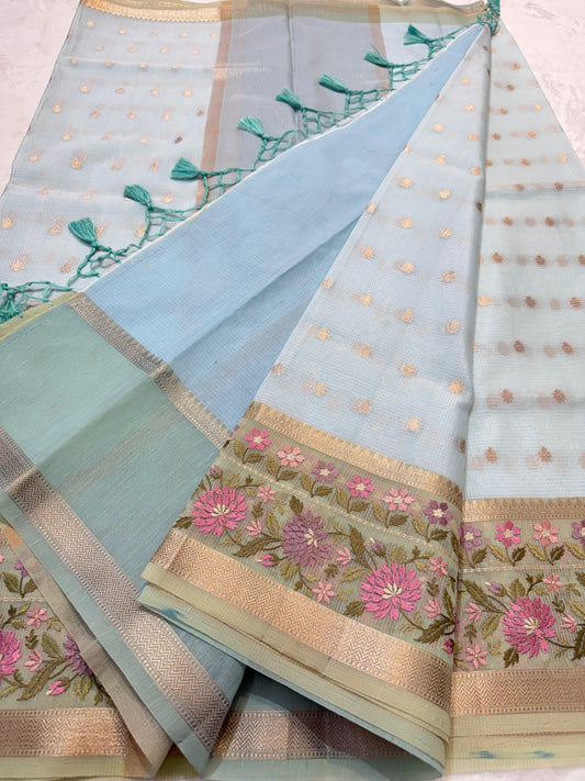 Kota Tissue Saree with Embroidery Work