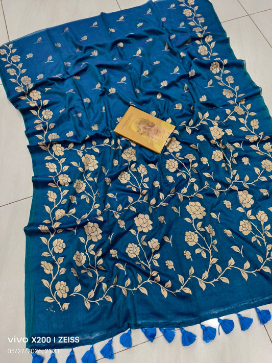 Floral Printed Mulmul Cotton Saree
