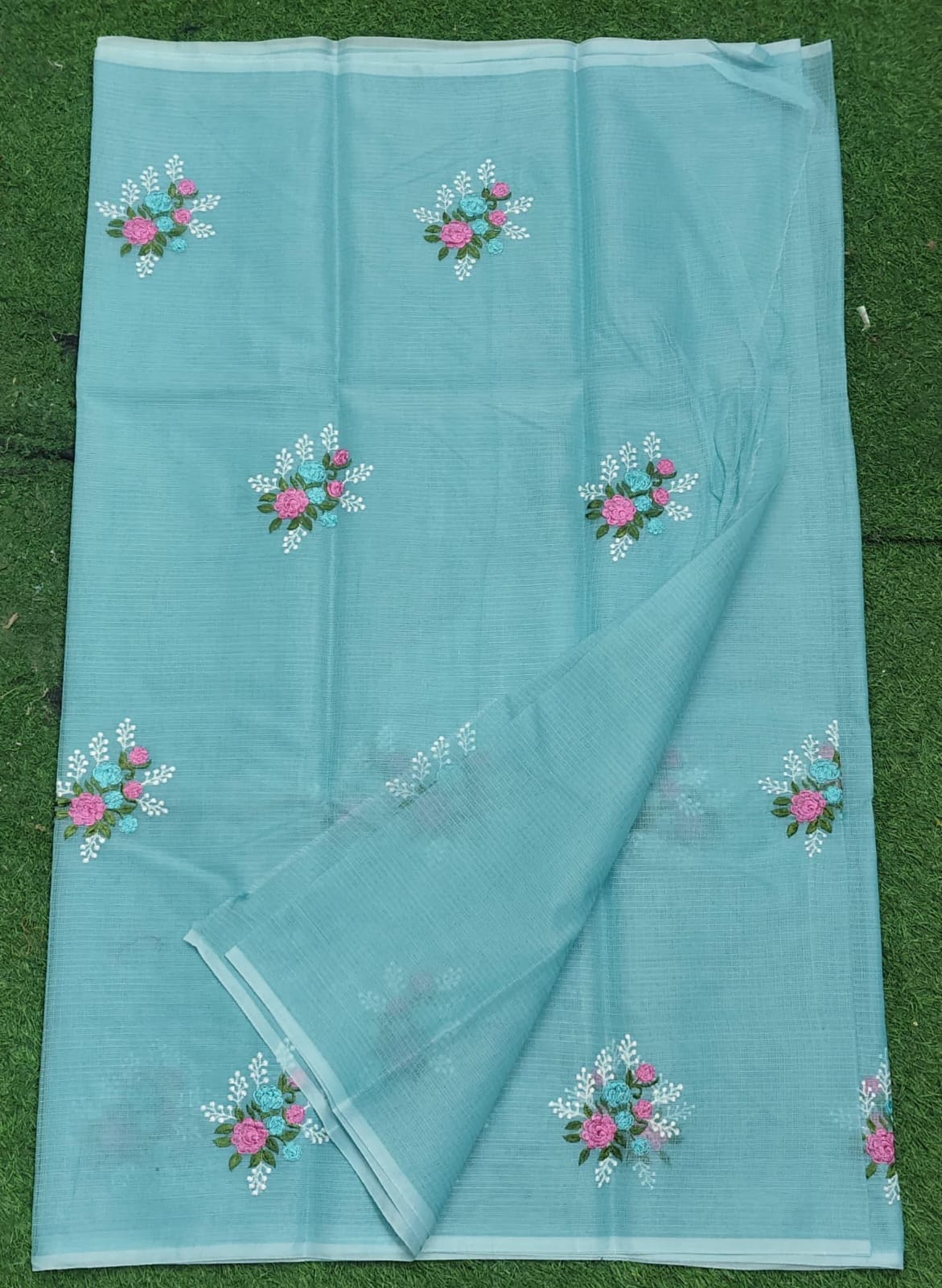 Kota Cotton Embroidery Work Saree