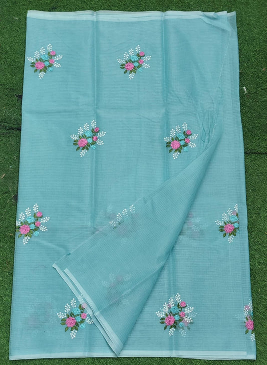 Kota Cotton Embroidery Work Saree
