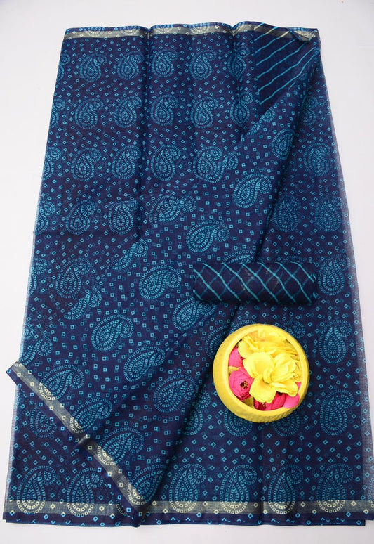 Kota Doria Bandhej Leheriya Saree