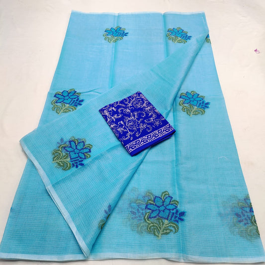Kota Doria Embroidery Saree
