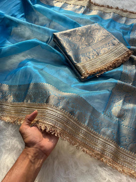 Tissue Silk Saree with Lace Work