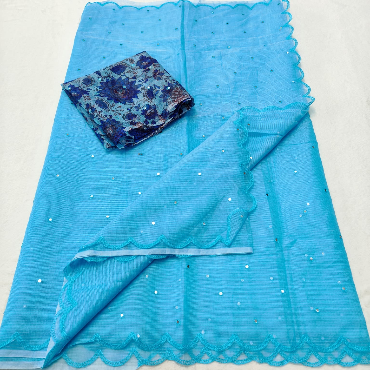 Kota Doria Mirror Work Saree