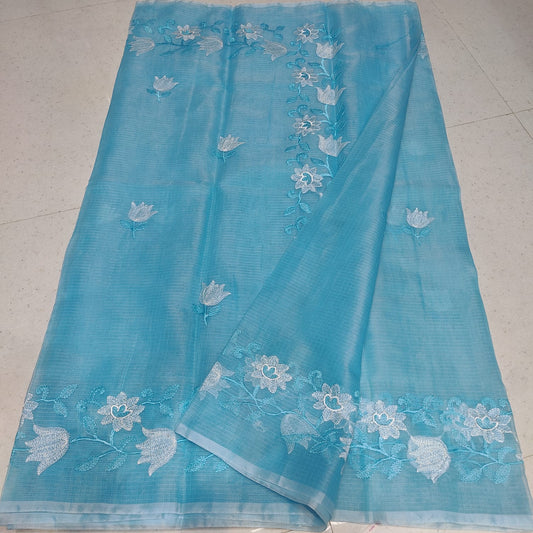 Kota Doria Embroidery Saree