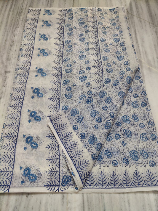Kota Doria Hand Block Print Saree
