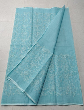 Kota Doria Pure Cotton Self Embroidery Saree