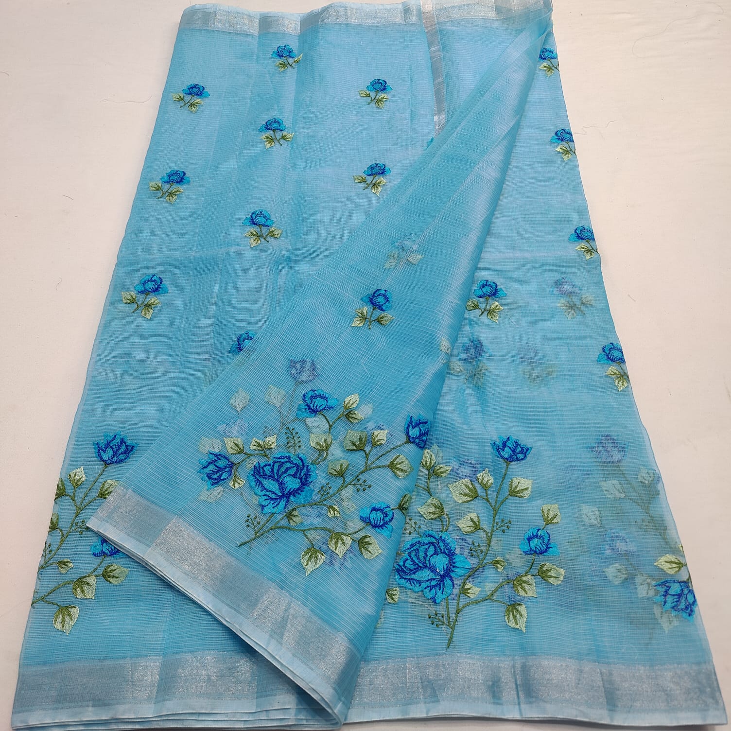 Kota Doria Embroidery Saree