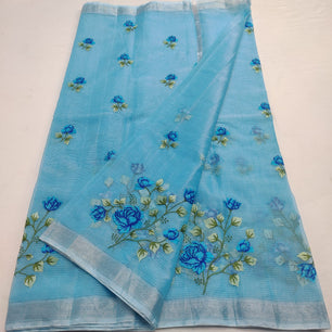 Kota Doria Embroidery Saree