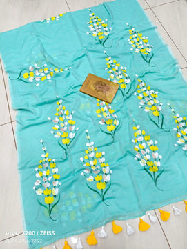 Special Hand Painted Mulmul Cotton Saree
