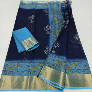 Kota Doria Hand Block Print Saree