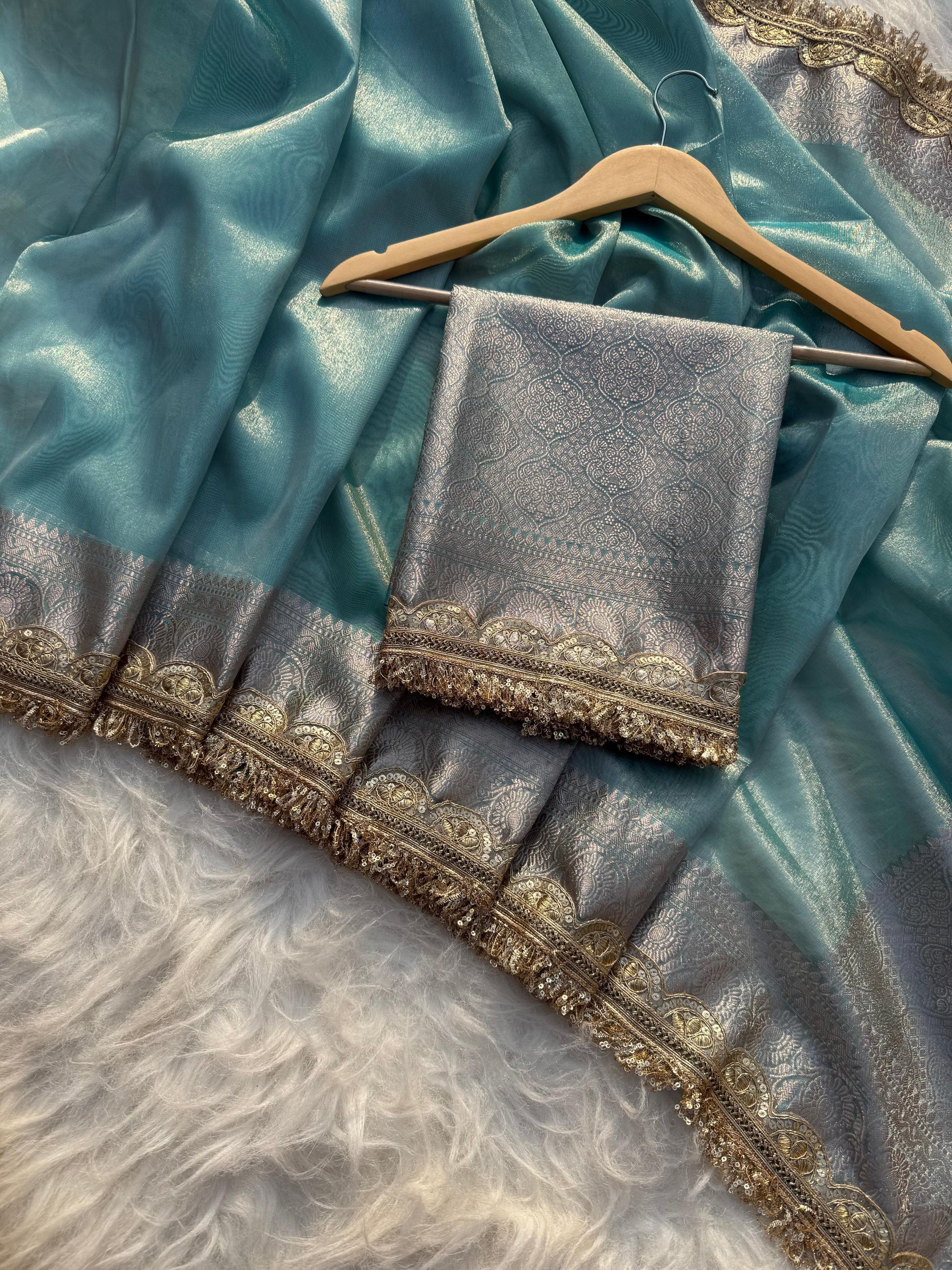 Tissue Silk Saree with Lace Work