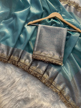 Tissue Silk Saree with Lace Work