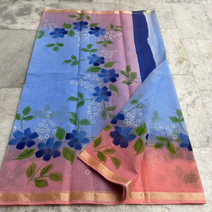 Kota Doria Hand Painted Saree