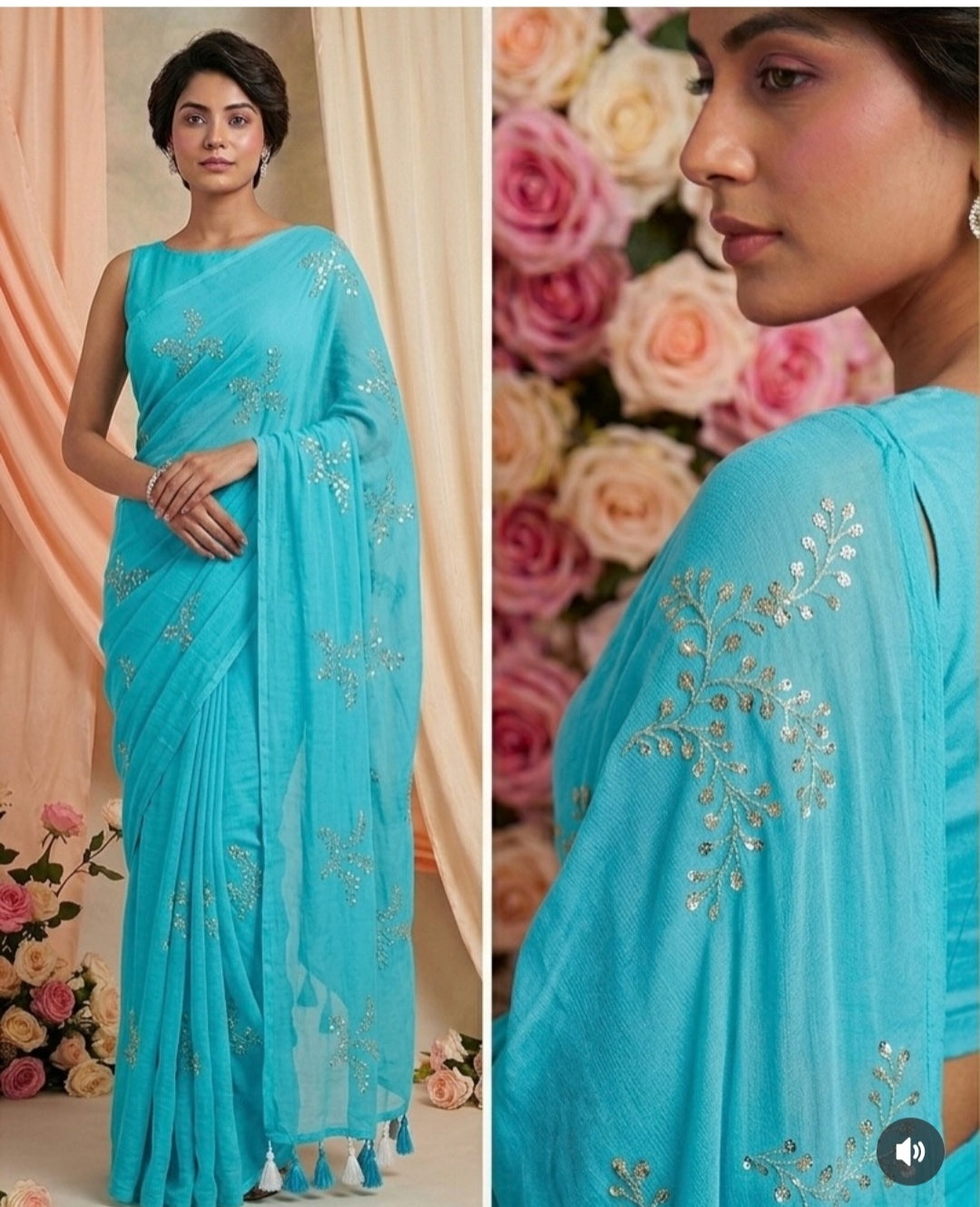 Exclusive Mirror Work Mulmul Cotton Saree