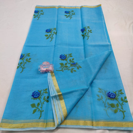 Kota Doria Embroidery Saree