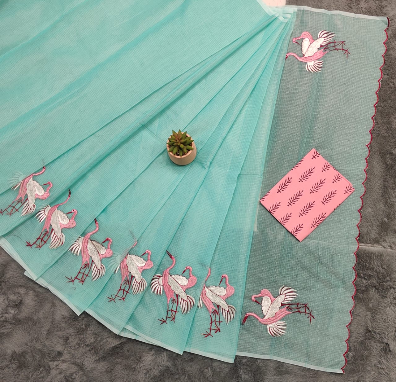 Kota Doria Embroidery Saree