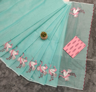 Kota Doria Embroidery Saree