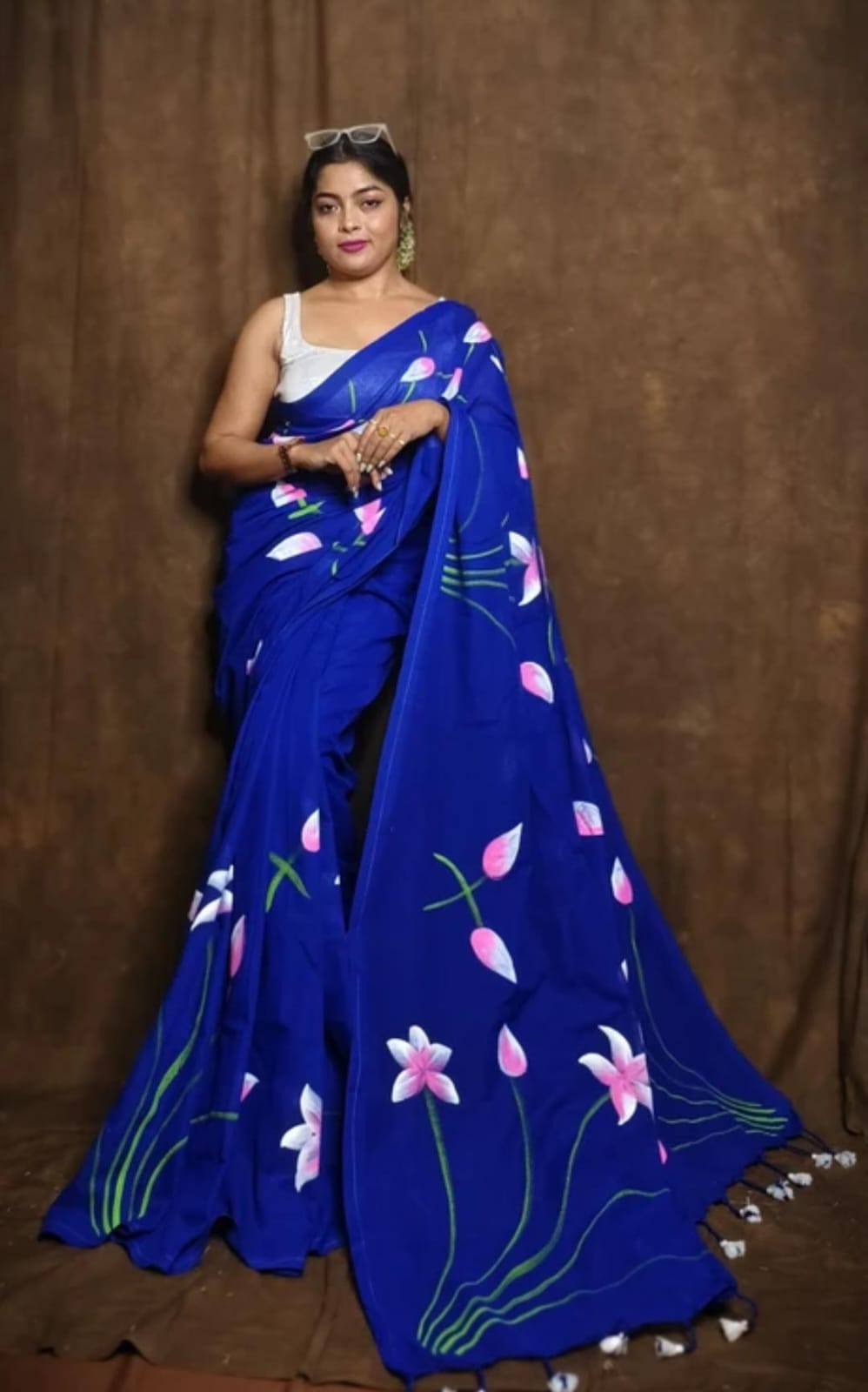 Handwoven Cotton Saree with Hand Printing