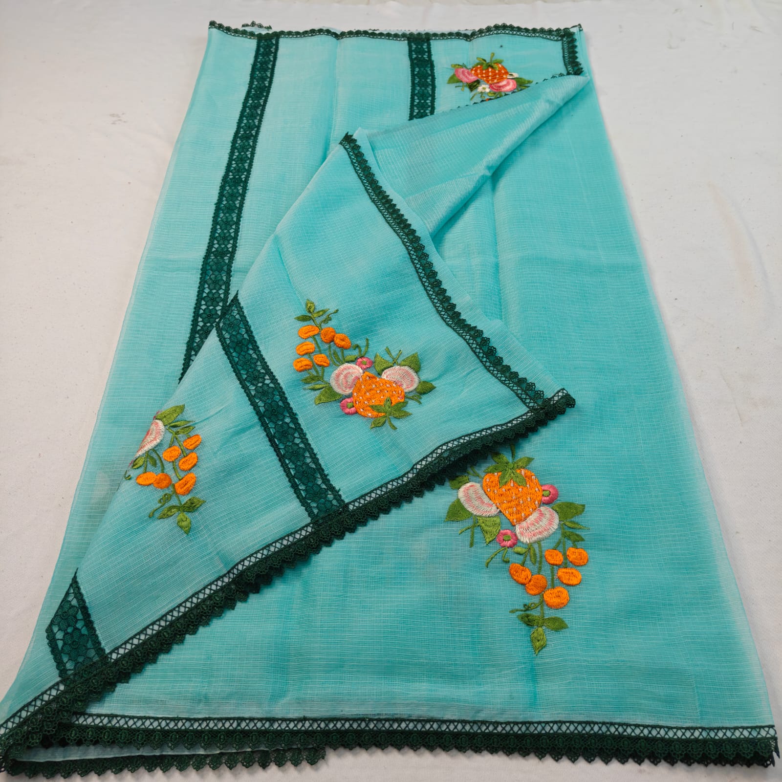 Kota Doria Mix Cotton Saree with Embroidery