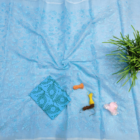 Kota Doria Embroidery Saree