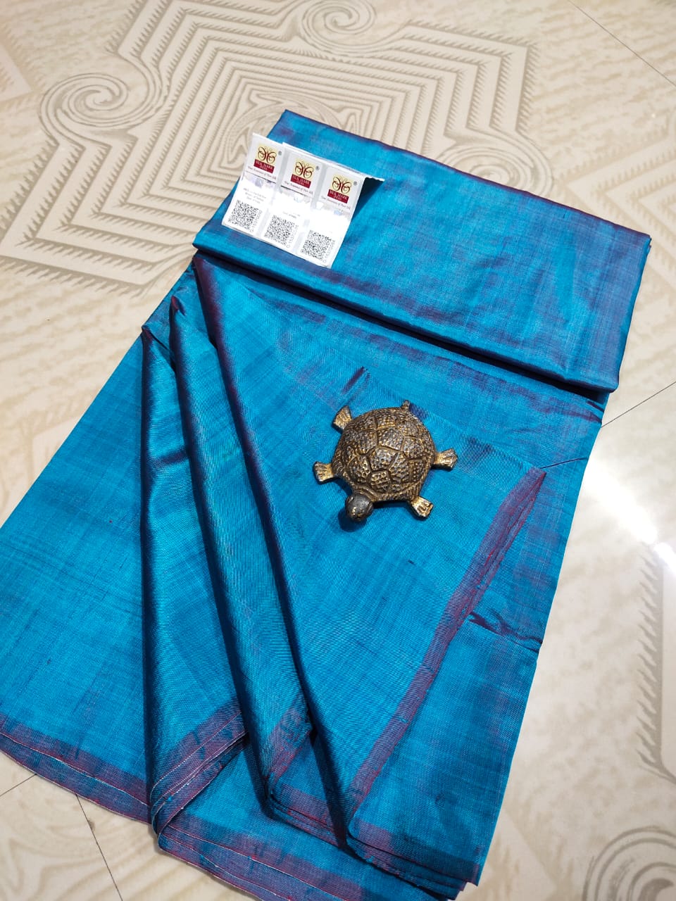 Plain Bishnupuri Pure Katan Silk Saree