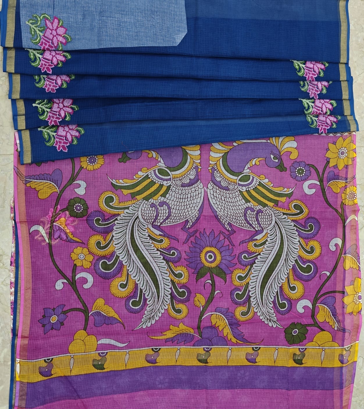 Pure Cotton Kota Saree with Embroidery
