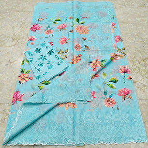 Soft Silk Kota Embroidery & Digital Print Saree