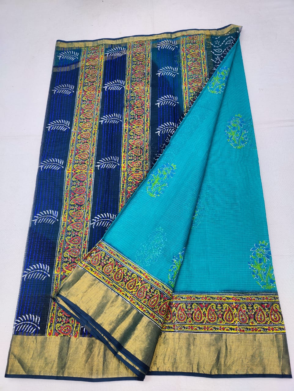Kota Doria Hand Block Print Saree