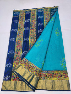 Kota Doria Hand Block Print Saree