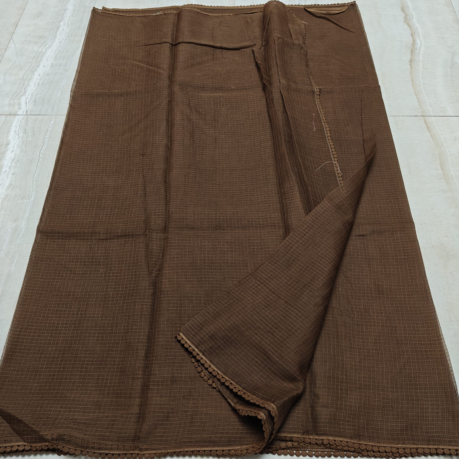 Kota Doria Saree with Crochet Lace