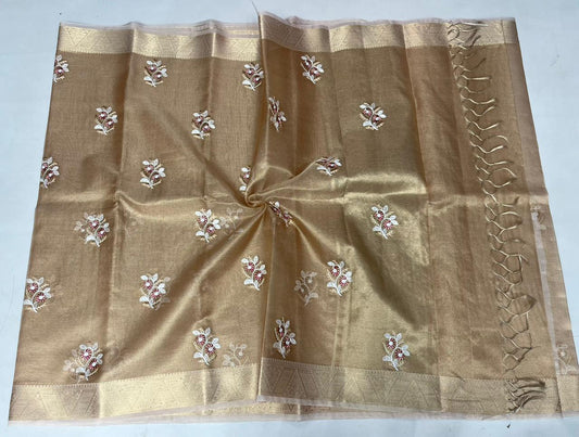 Kota Doria Semi Silk Embroidery Work Saree