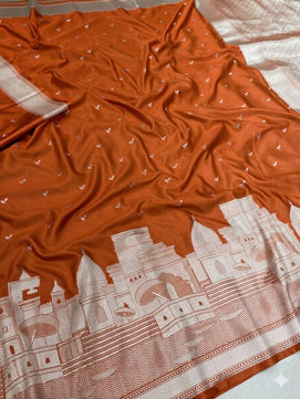 Mashru Katan Silk Ganga Ghat Saree