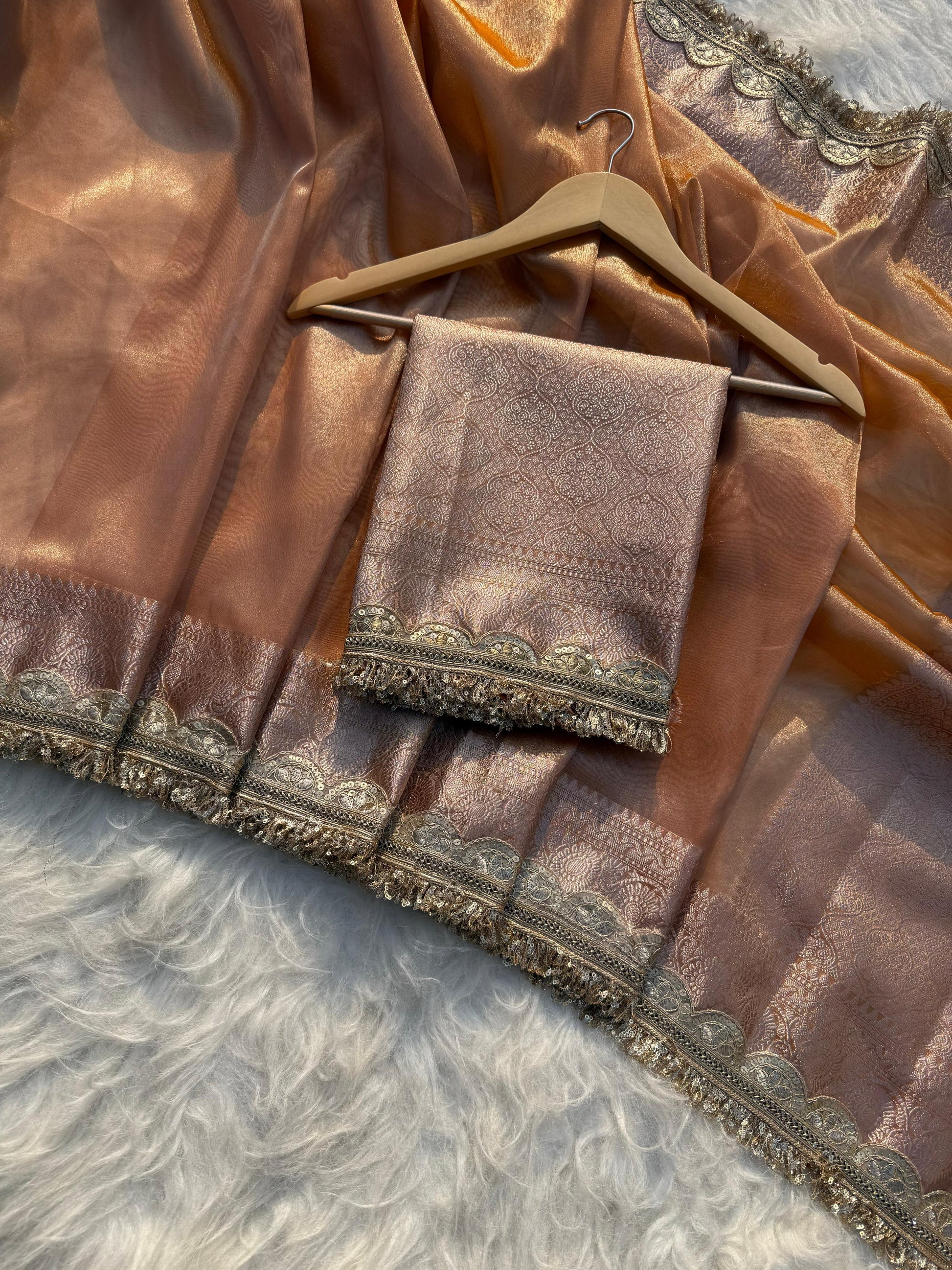 Tissue Silk Saree with Lace Work