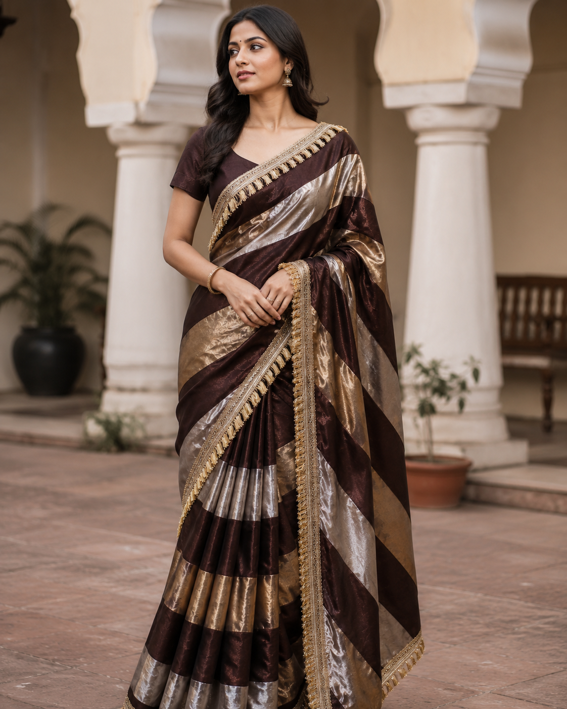 Kora Tissue Saree with Premium Lace Work