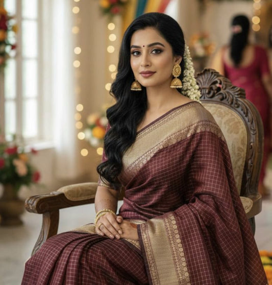 Banarasi Cotton Checks Saree