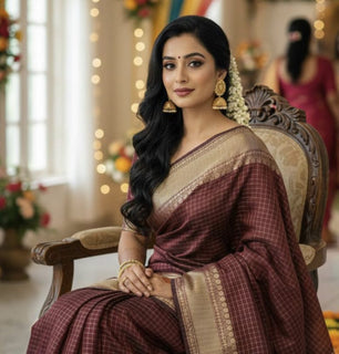 Banarasi Cotton Checks Saree