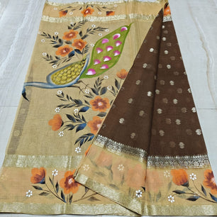 Kota Weaving & Hand Brush Paint Saree