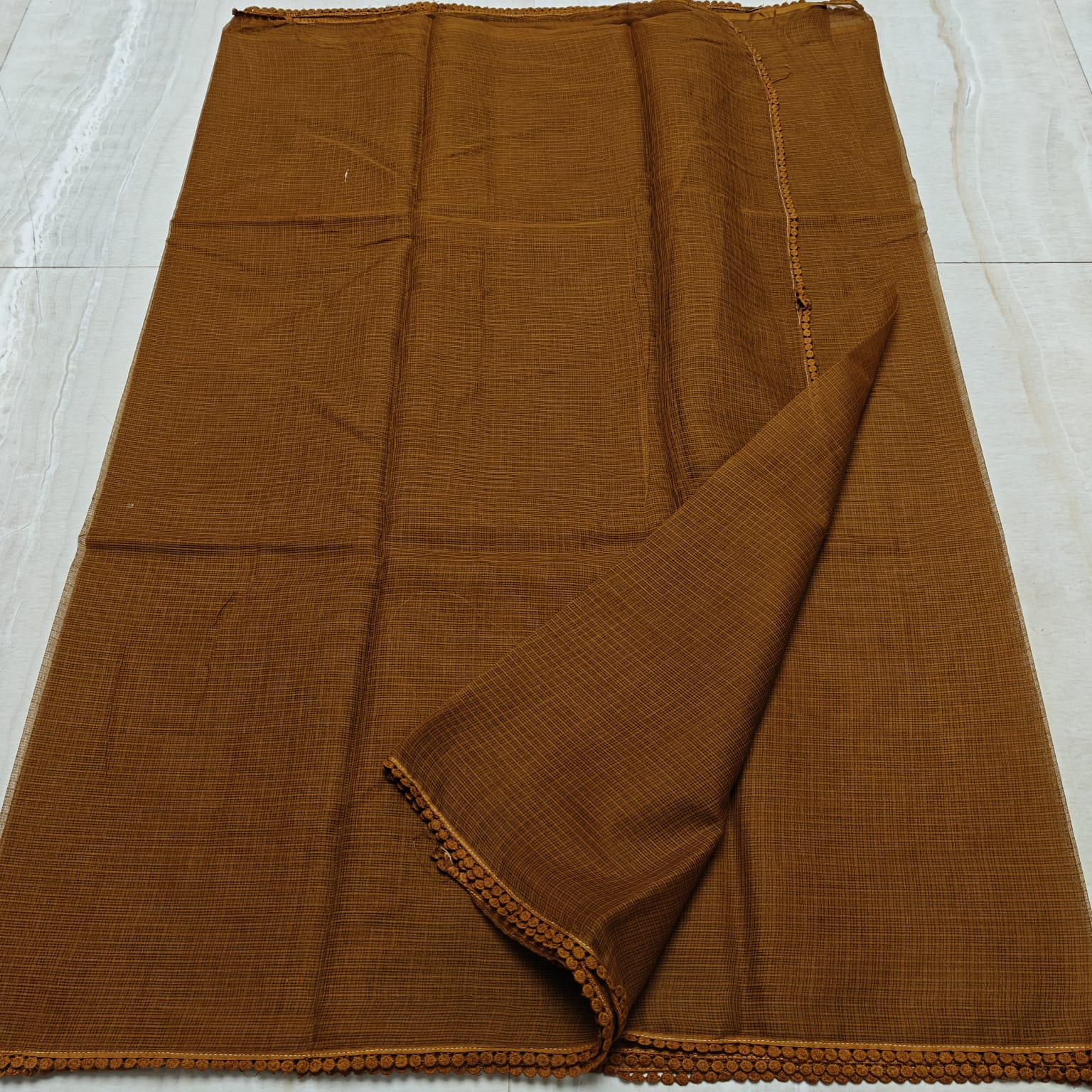 Kota Doria Saree with Crochet Lace