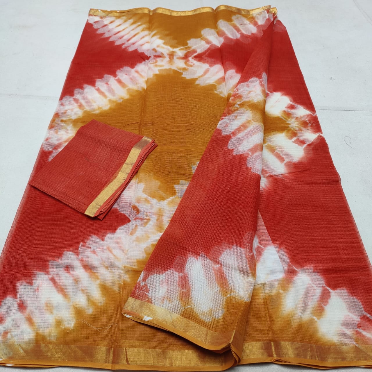 Kota Doria Pure Cotton Shibori Tie & Dye Saree