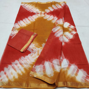 Kota Doria Pure Cotton Shibori Tie & Dye Saree