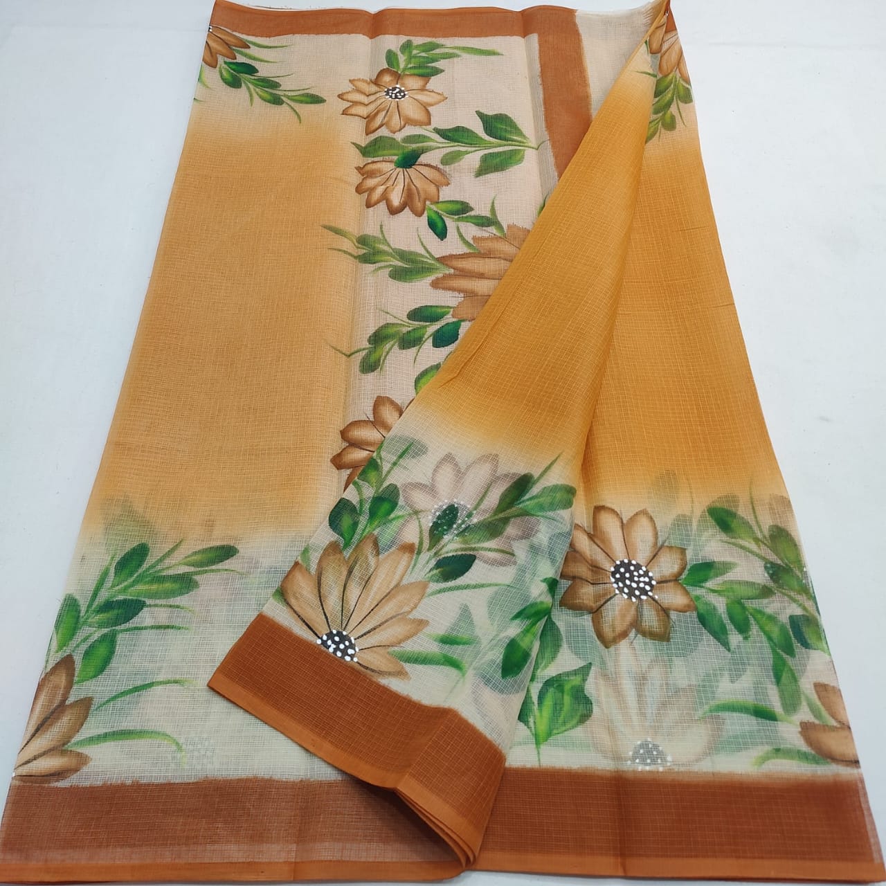 Kota Doria Hand Painted Saree